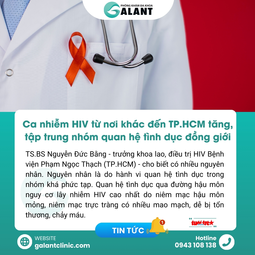 Ca nhiễm HIV từ nơi khác đến TP.HCM tăng, tập trung nhóm quan hệ tình dục đồng giới